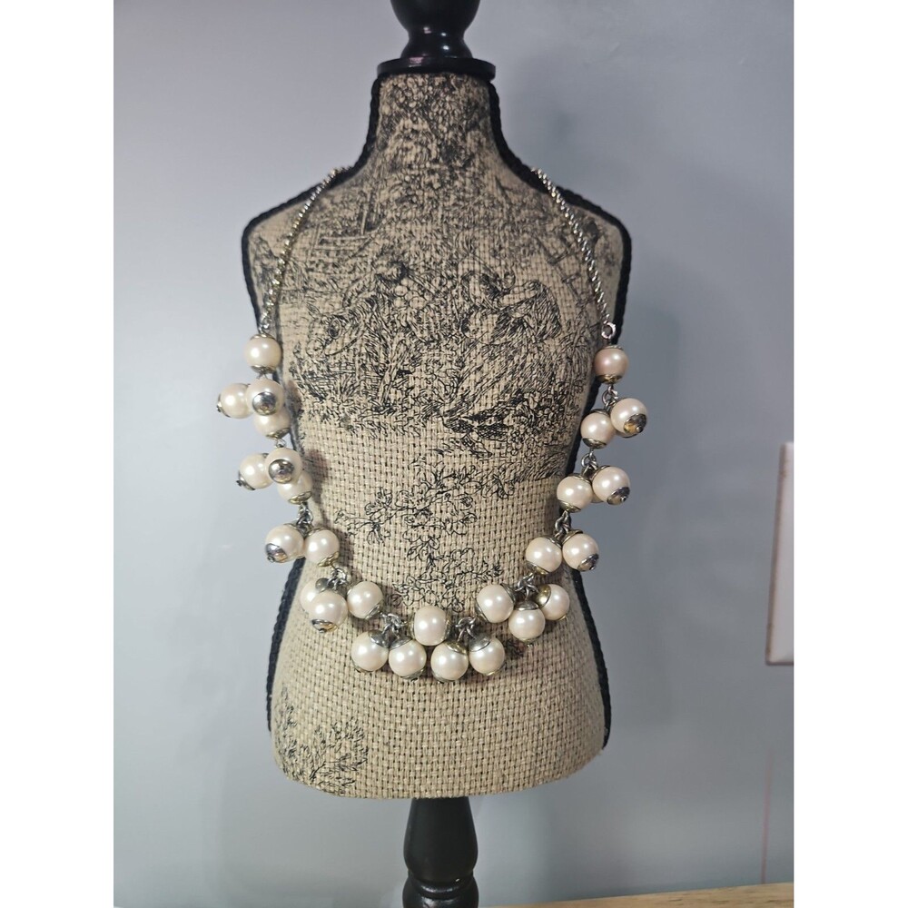 J. Crew Statement Necklace Faux Pearls Bubbles Gold Tone